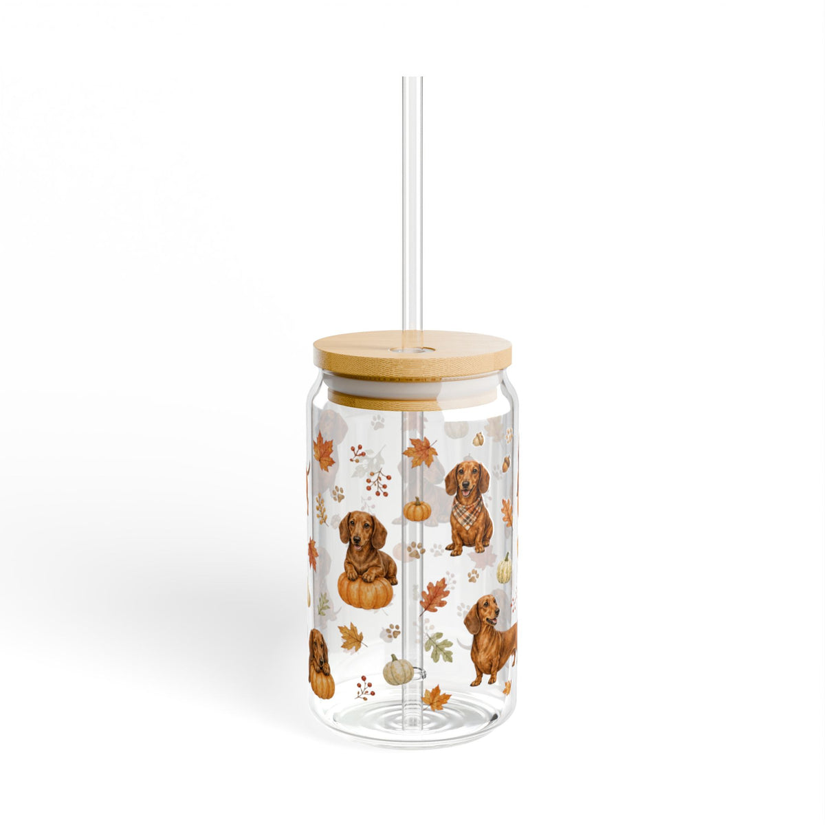 Dachshund Fall Glass Can Tumbler
