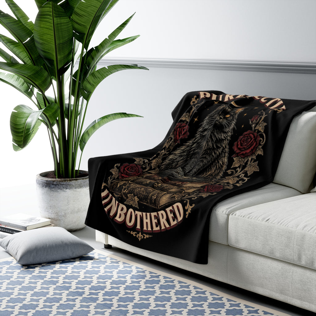 "Purrfectly Unbothered" Black Cat Blanket