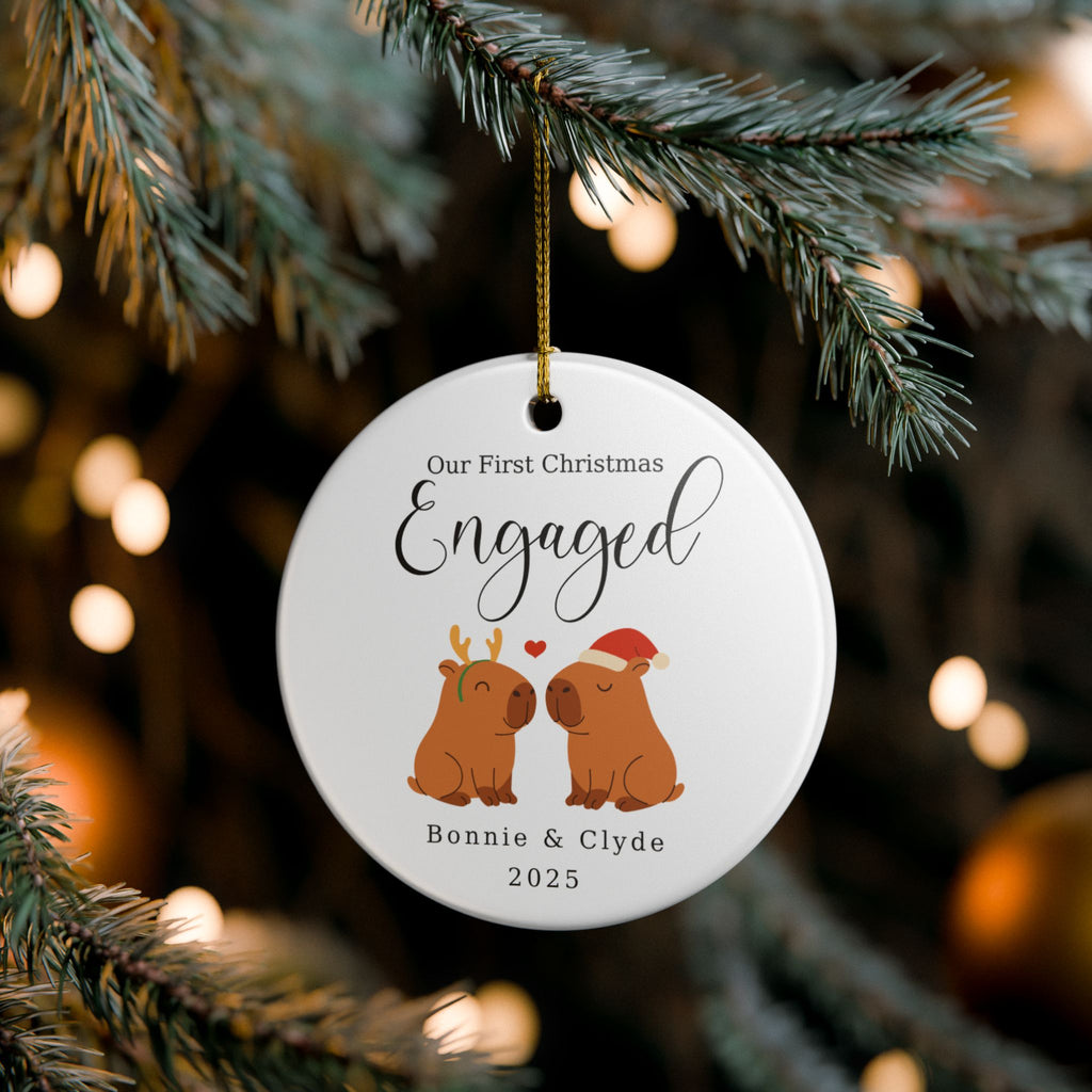 First Christmas Engaged Capybara Ornament
