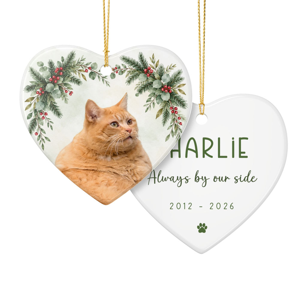 Custom Pet Holiday Heart Photo Ornament