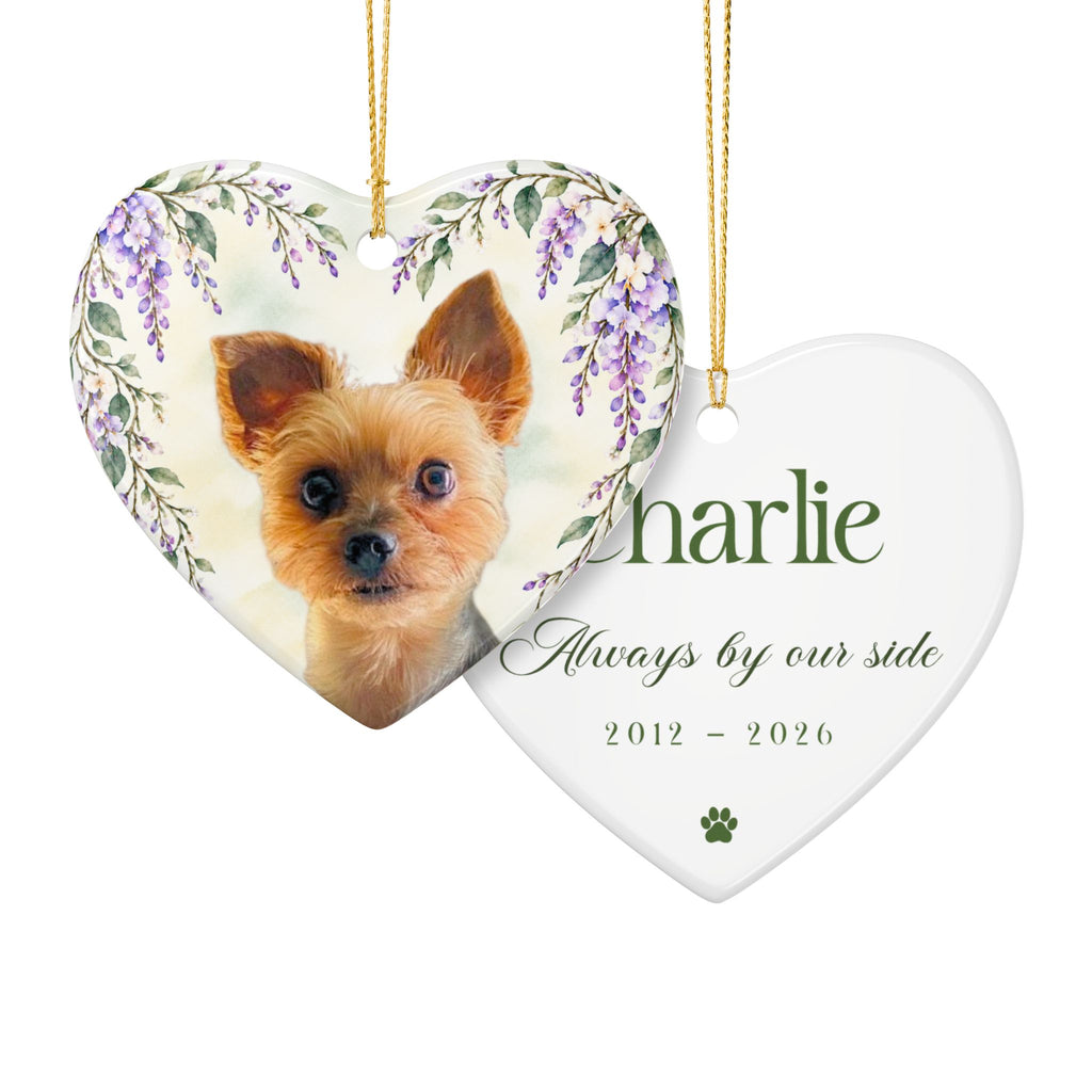Floral Pet Photo Heart Ornament