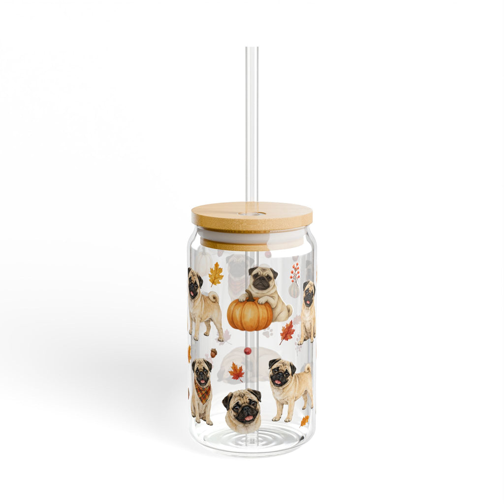 Pug Fall Glass Can Tumbler