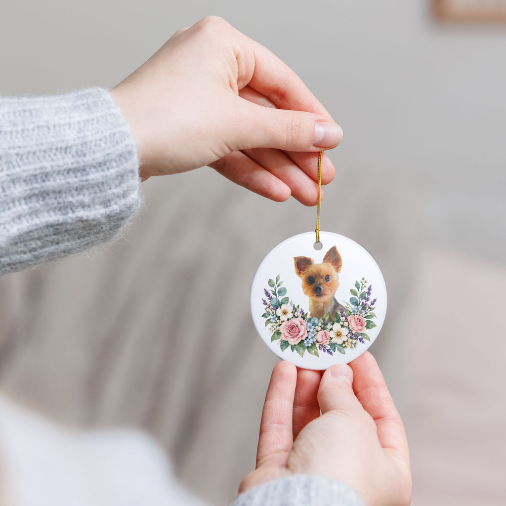 Floral Custom Cat Photo Ornament