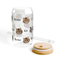 Custom Cat Photo and Name Glass Tumbler