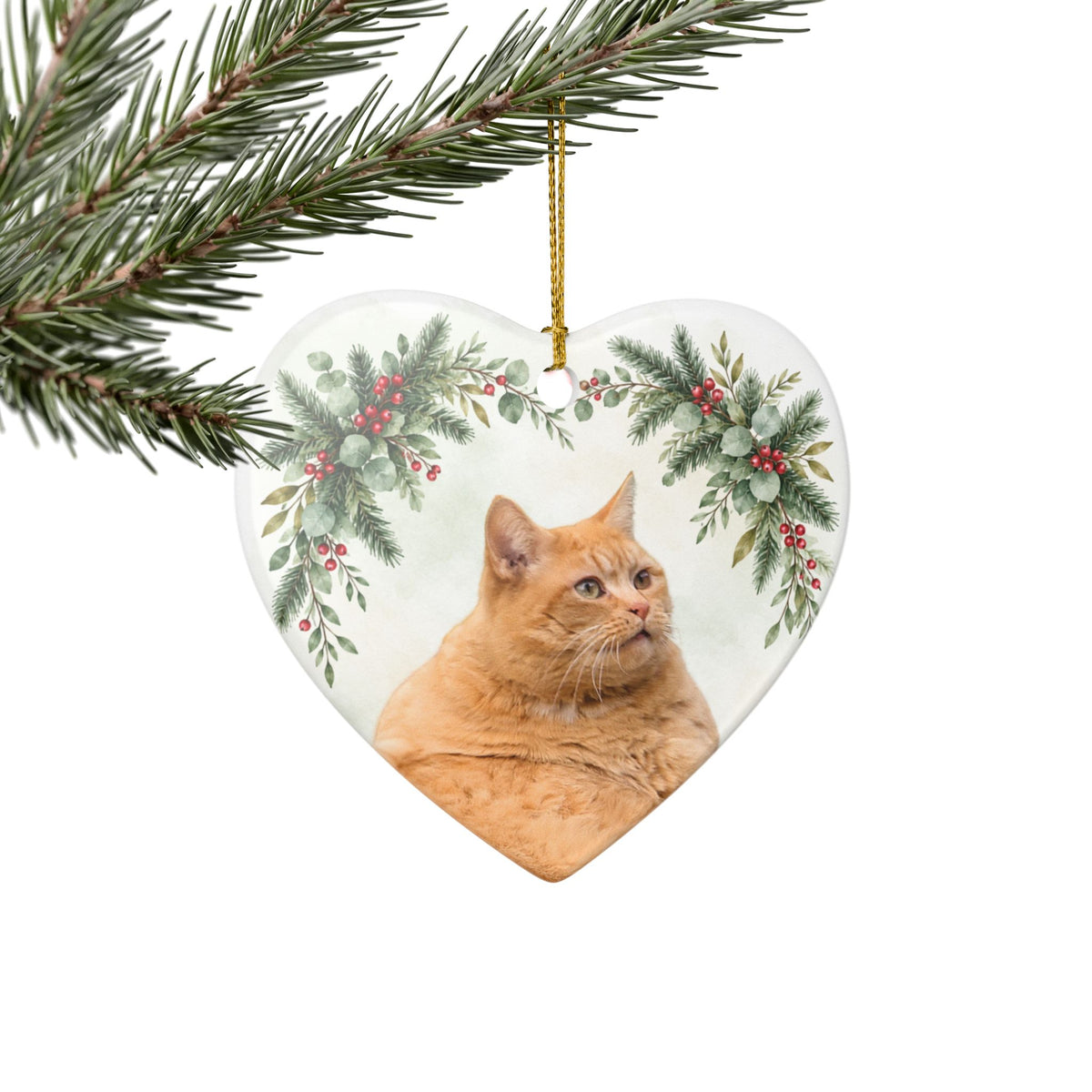 Custom Pet Holiday Heart Photo Ornament