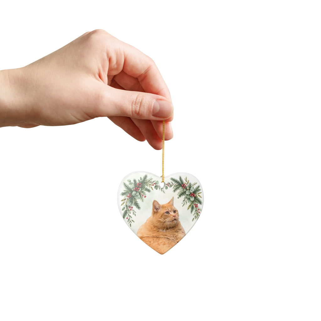 Custom Pet Holiday Heart Photo Ornament