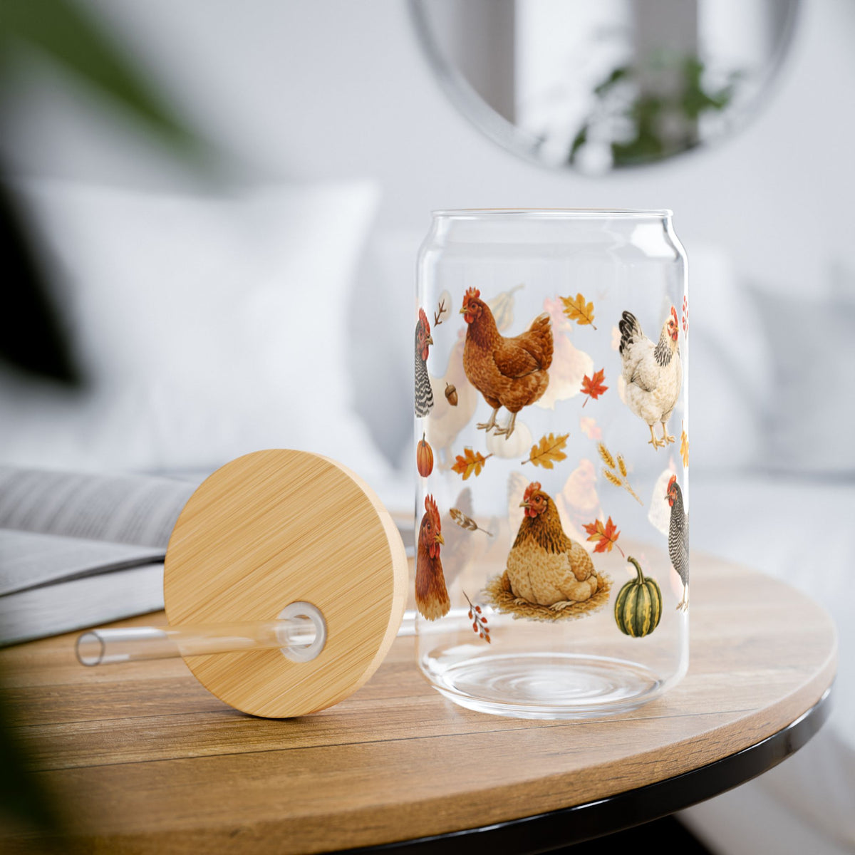 Chicken Fall Glass Can Tumbler