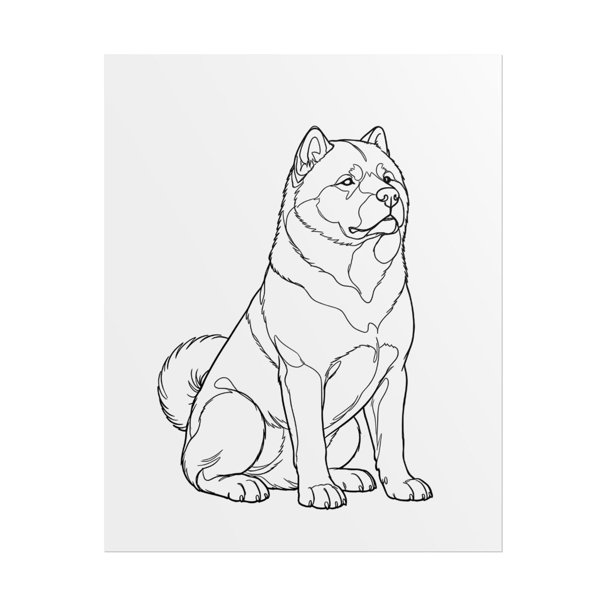 Akita Line Art Poster White