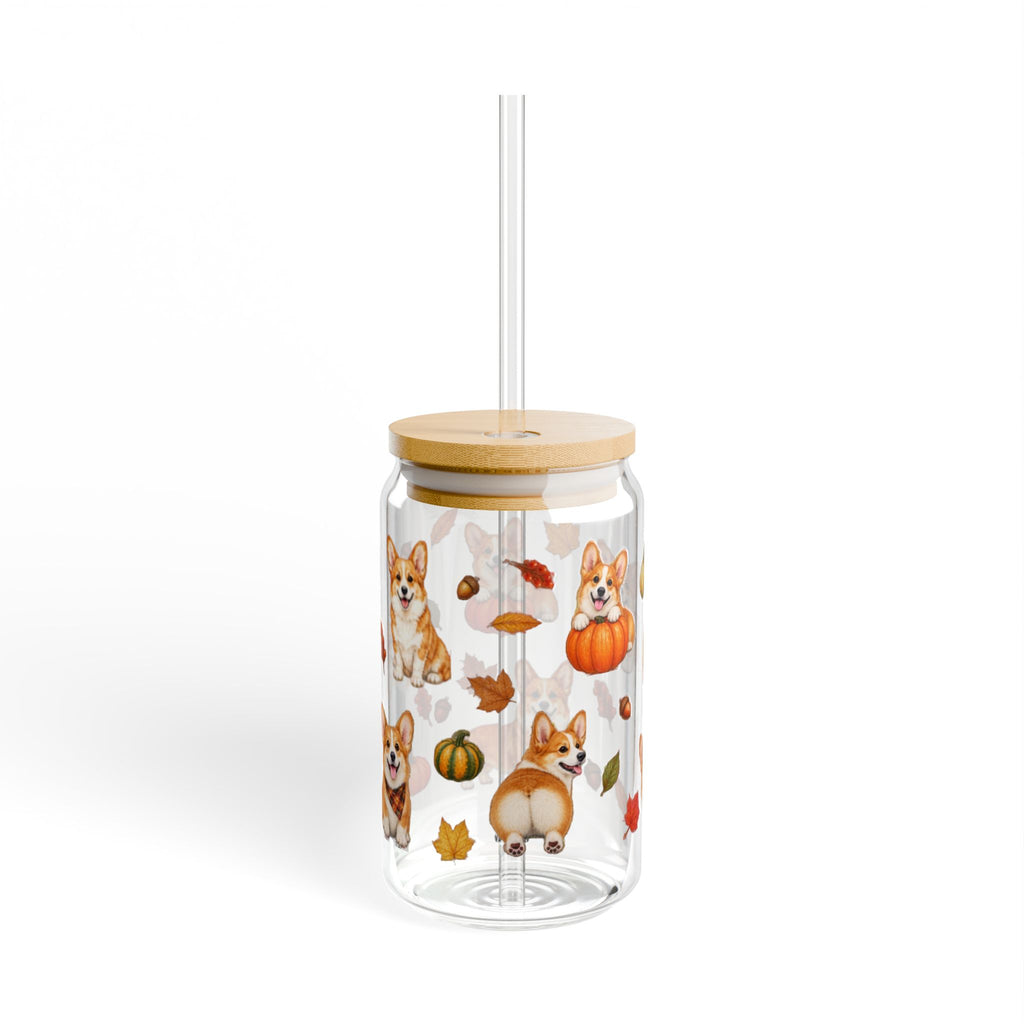 Corgi Fall Glass Can Tumbler