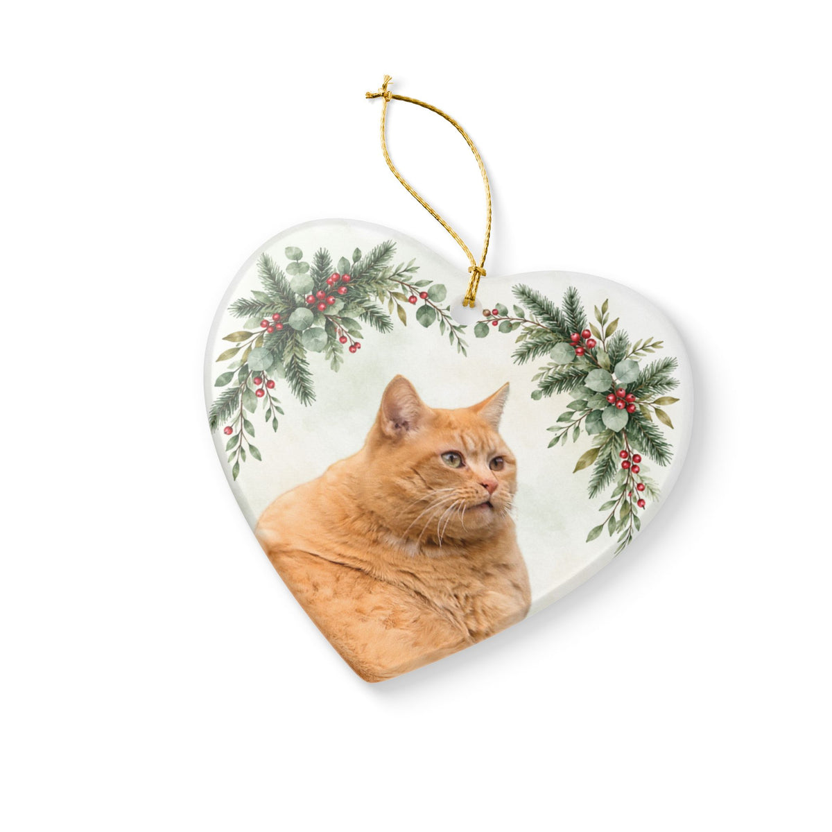 Custom Pet Holiday Heart Photo Ornament