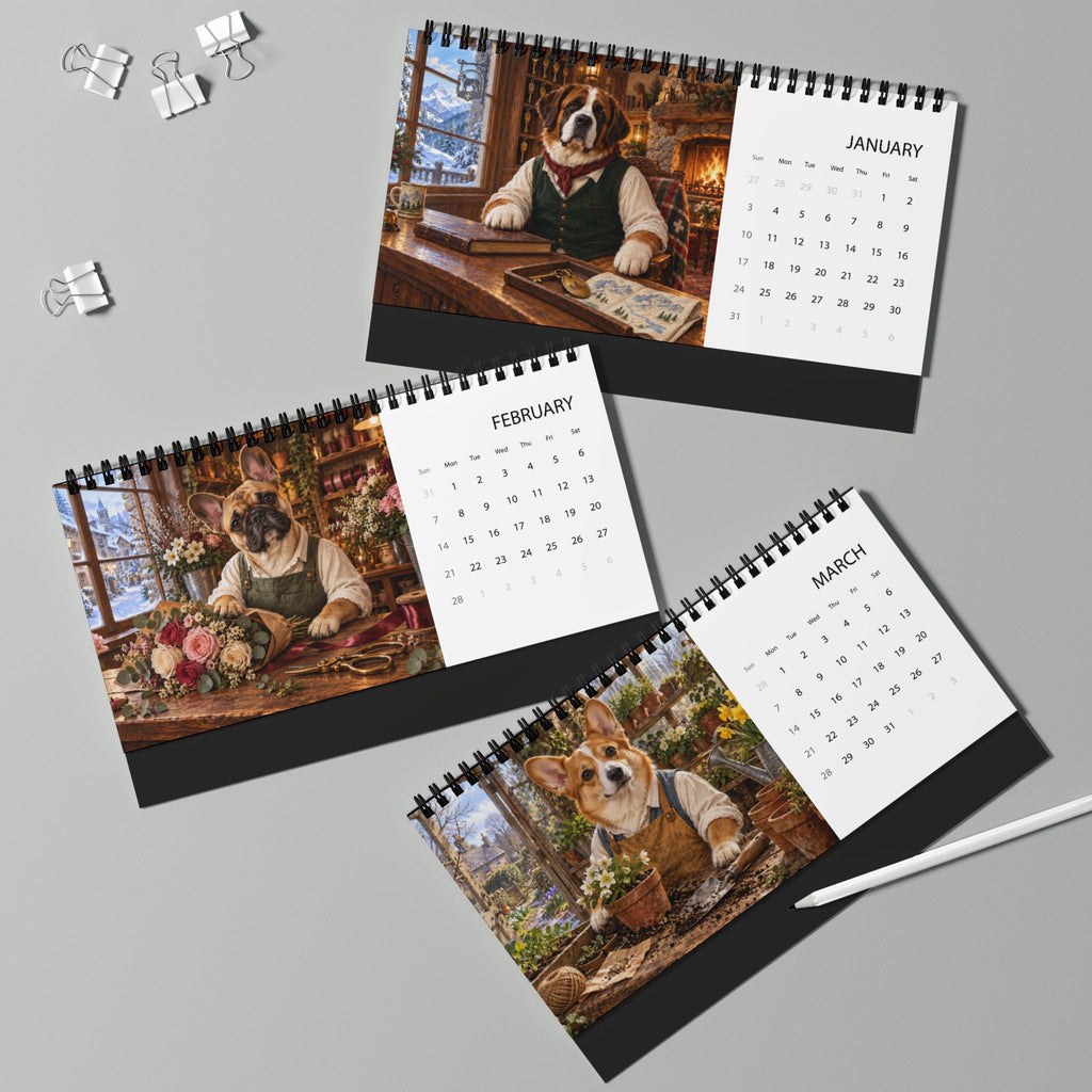2027 Dog Desk Calendar – Vintage Storybook