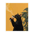 Black Cat Drinking Coffee Poster