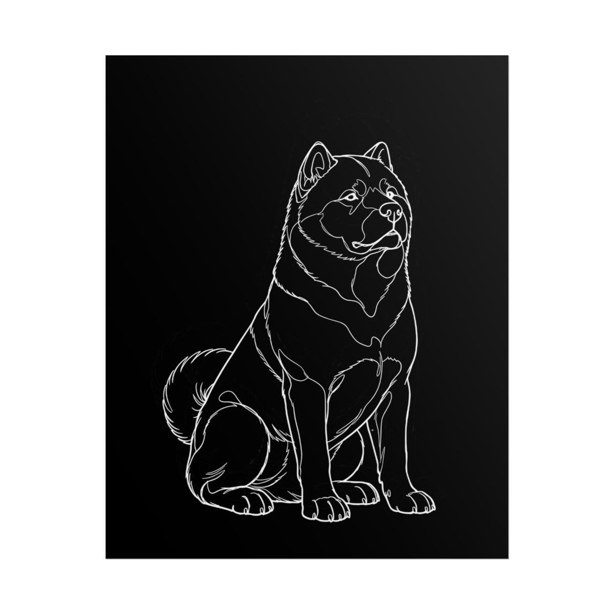 Akita Line Minimalist Art Poster
