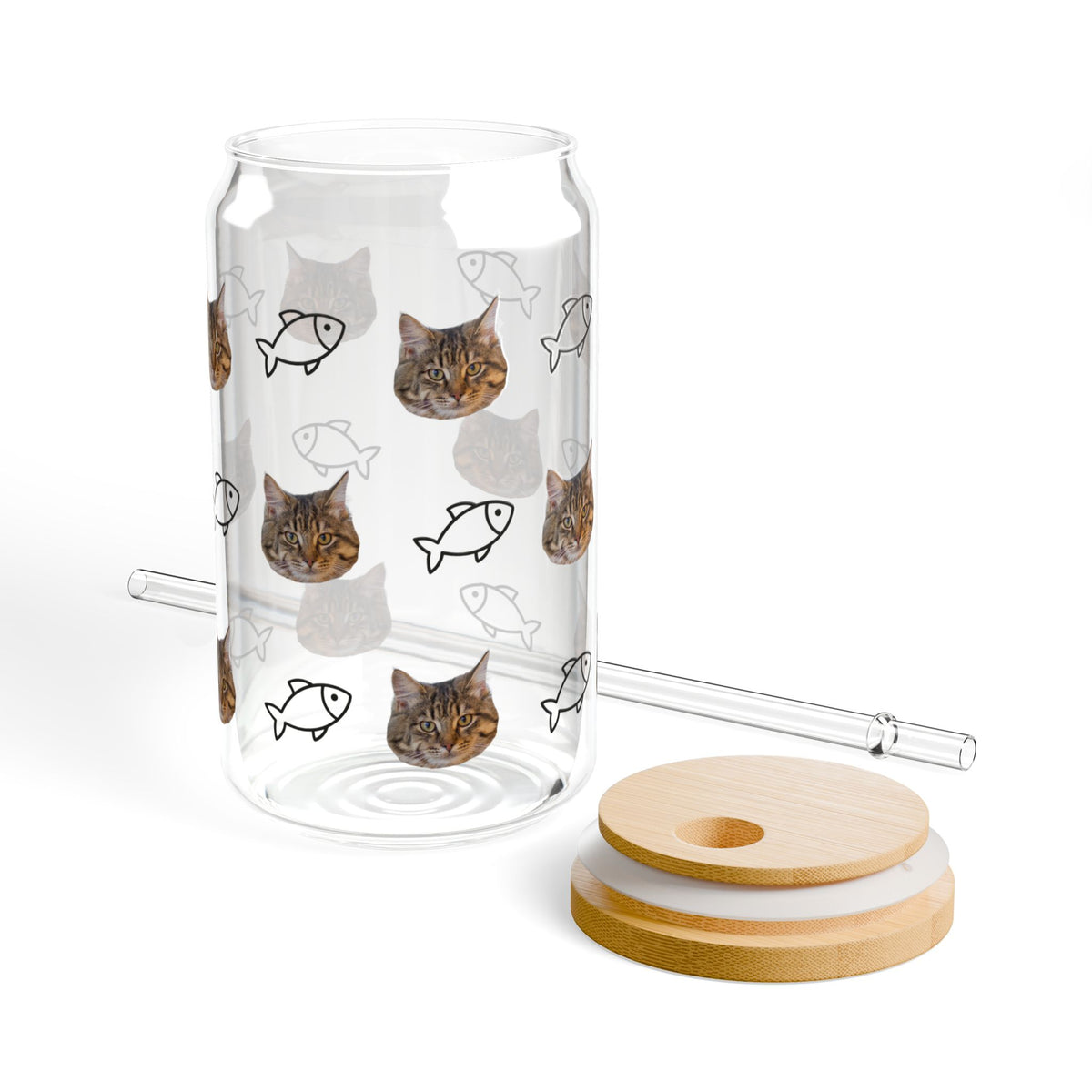 Custom Cat Photo Glass Tumbler