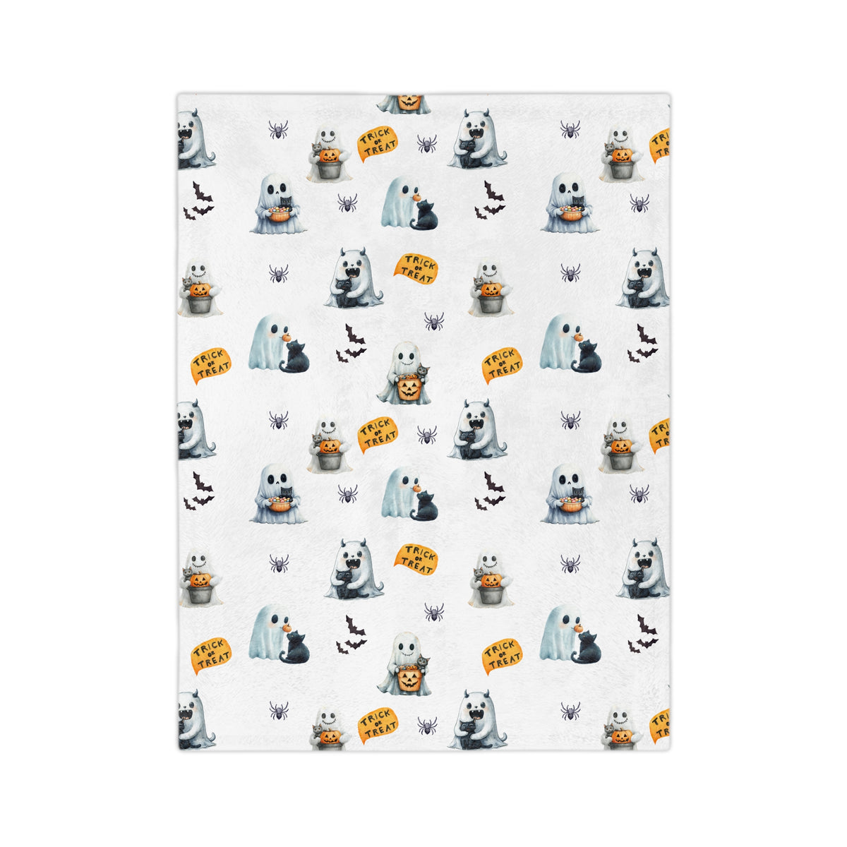 Ghost & Black Cat Halloween Blanket