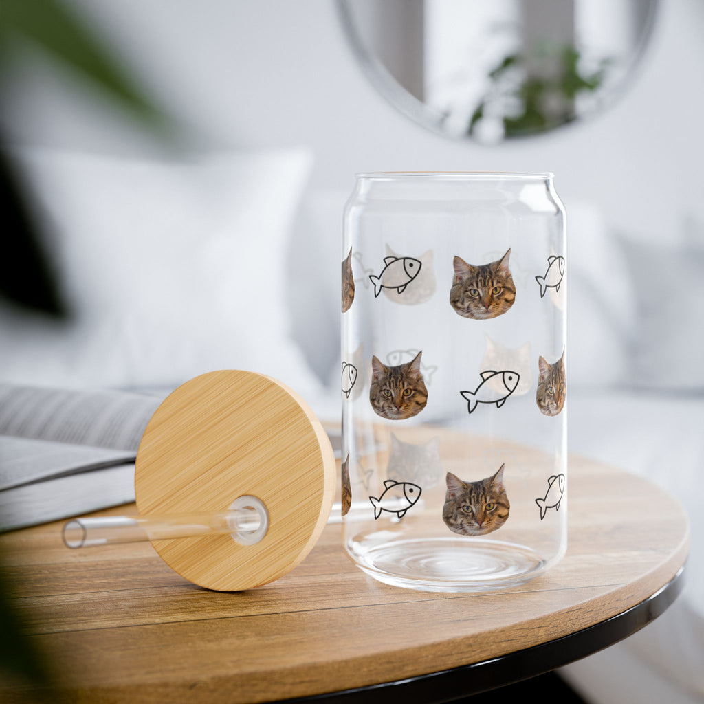 Custom Cat Photo Glass Tumbler