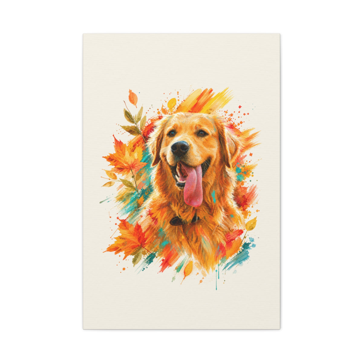 Custom Fall Watercolor Pet Portrait Canvas