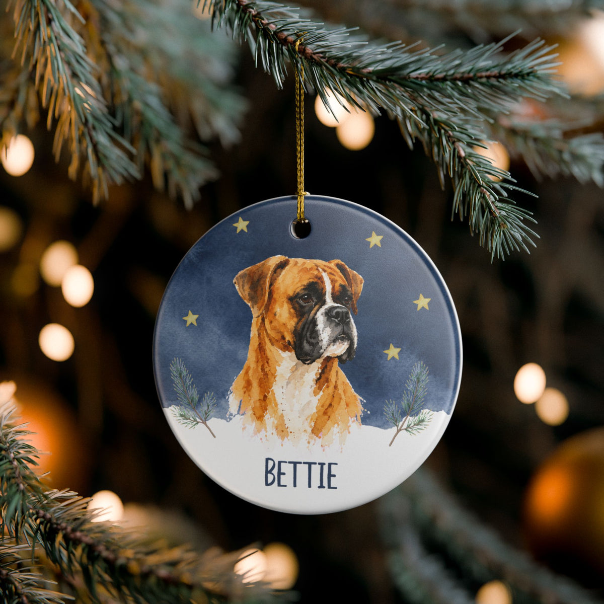 Boxer 2 Sided Memorial Ornament