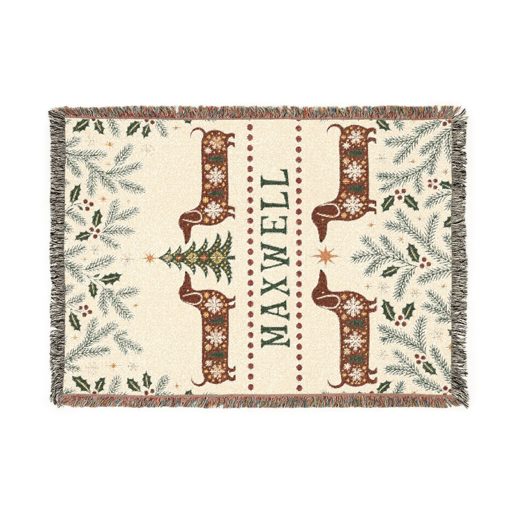 Dachshund Christmas Woven Blanket