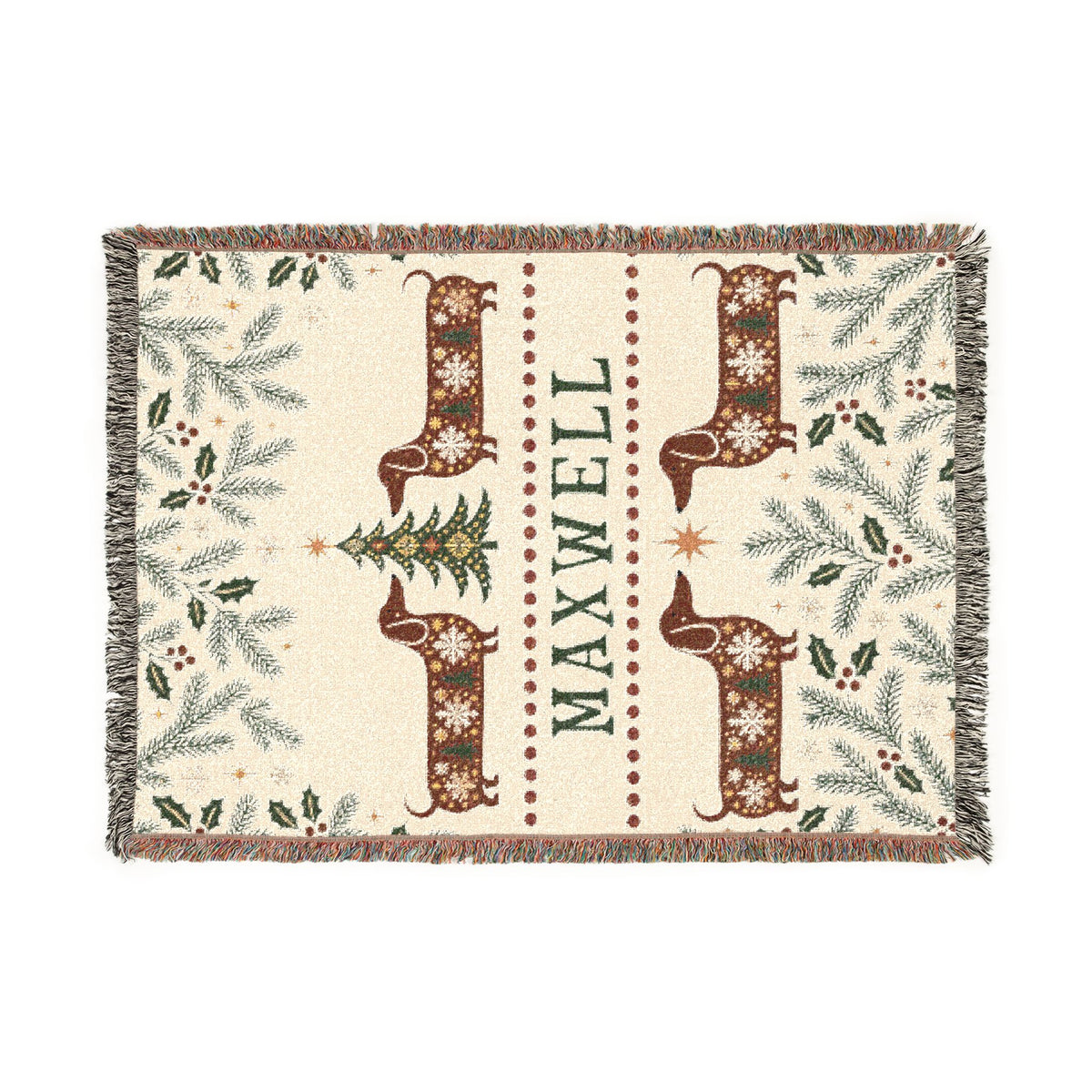 Dachshund Christmas Woven Blanket