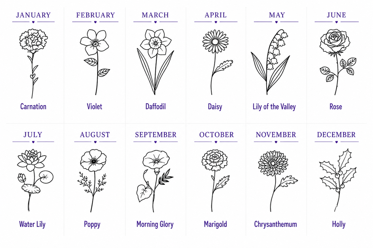 Personalized Birth Flower Magnetic Bookmark