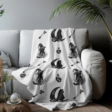 Gothic Black Cat Blanket