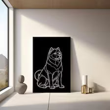 Akita Line Minimalist Art Poster