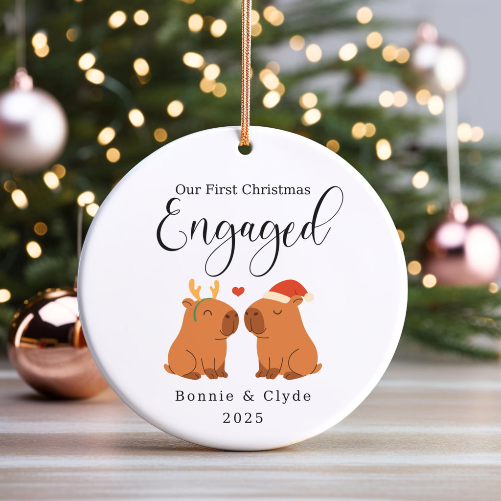 First Christmas Engaged Capybara Ornament