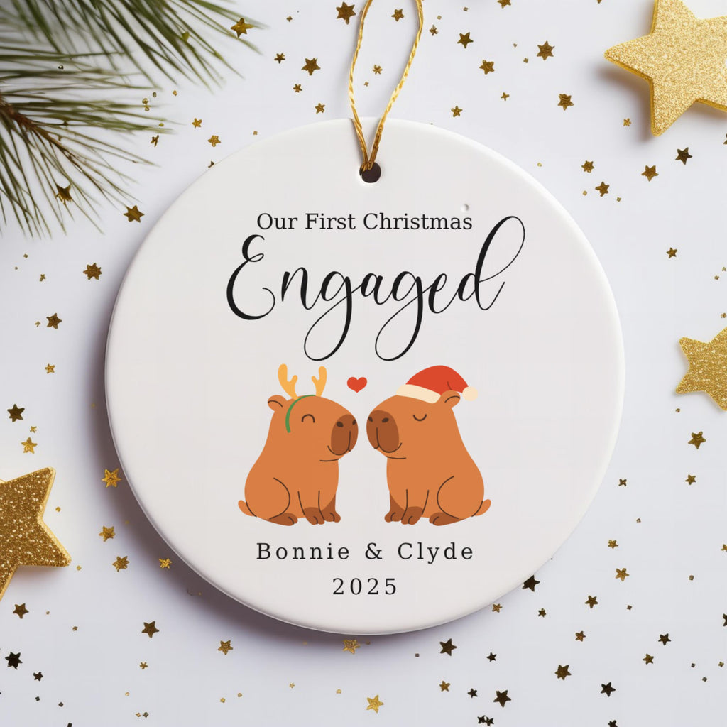 First Christmas Engaged Capybara Ornament