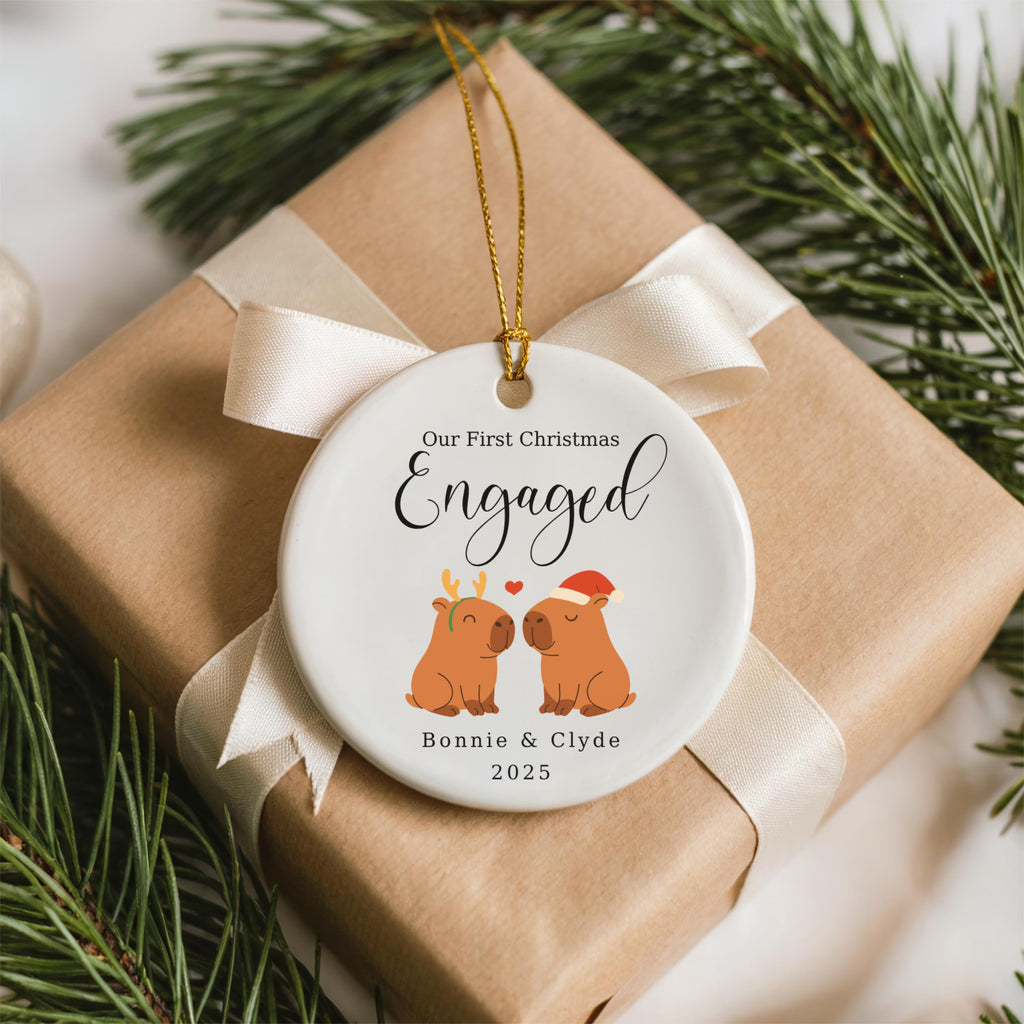 First Christmas Engaged Capybara Ornament