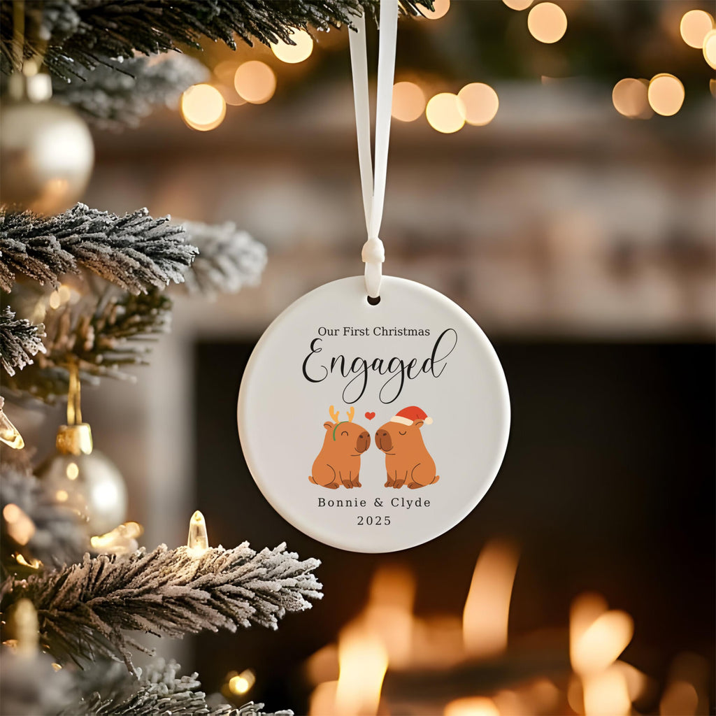 First Christmas Engaged Capybara Ornament