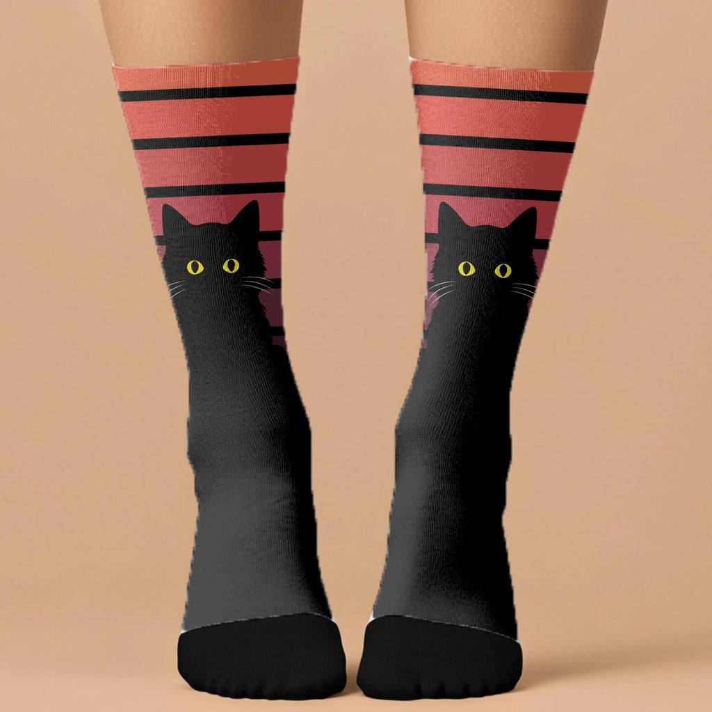 Gothic Black Cat Socks