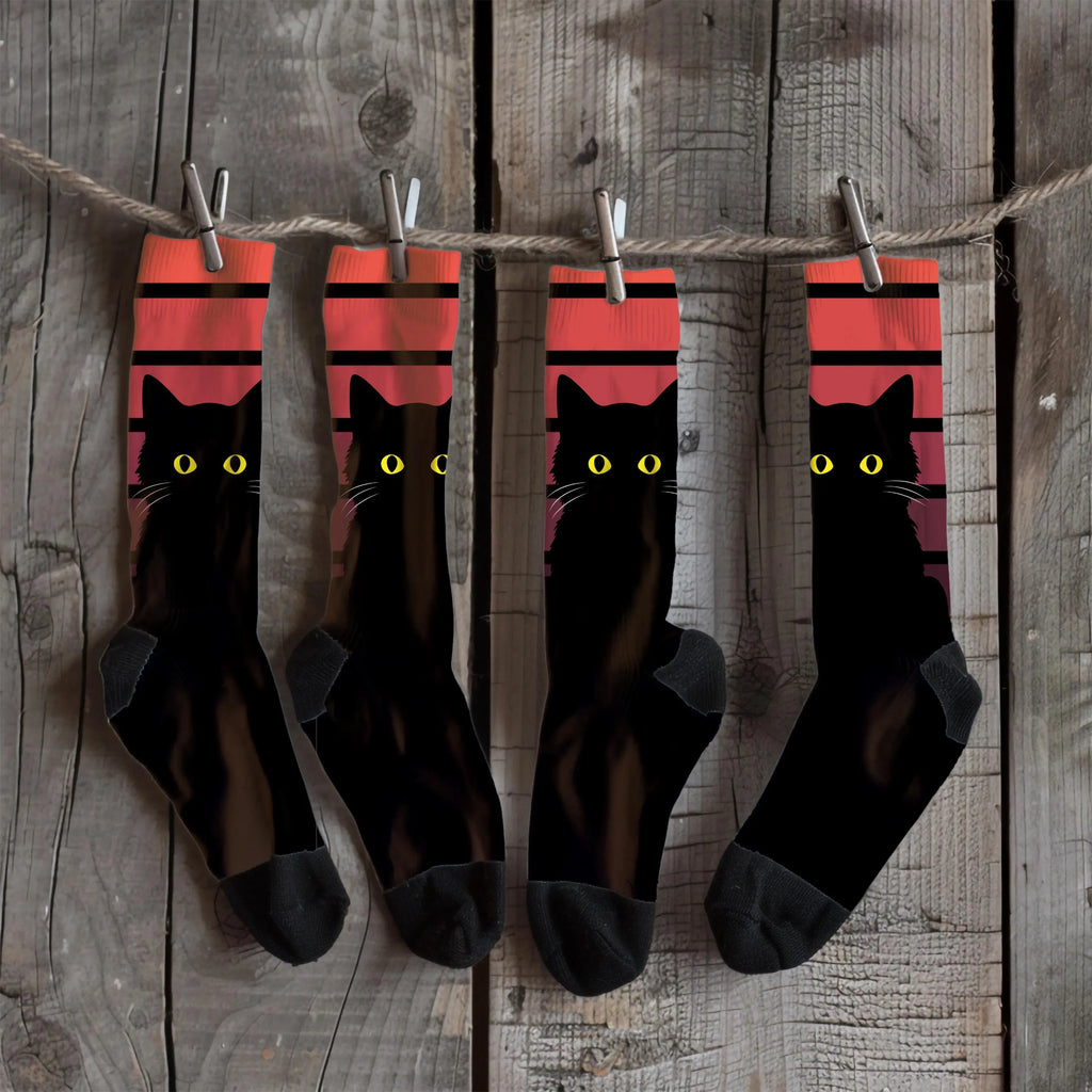 Gothic Black Cat Socks