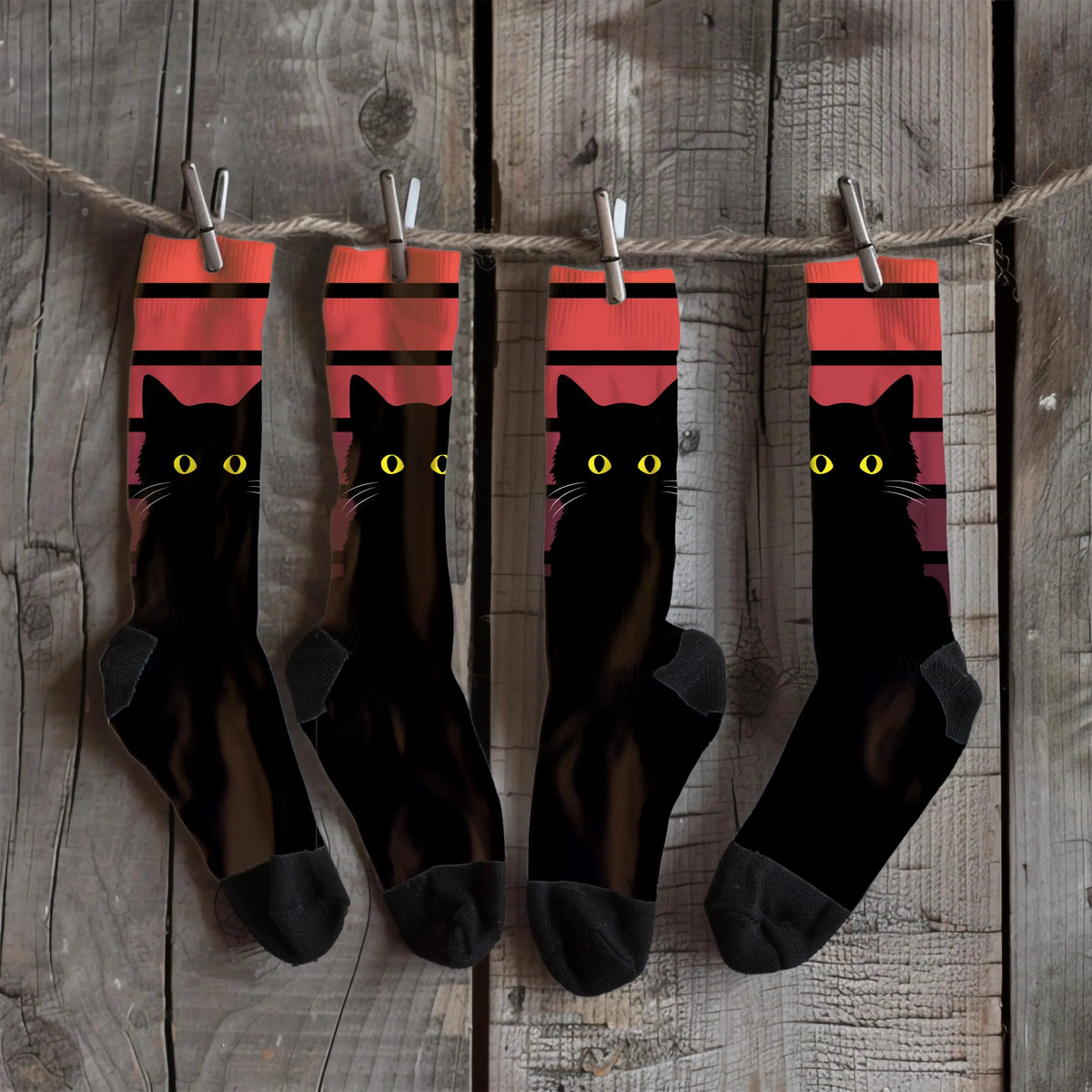 Gothic Black Cat Socks