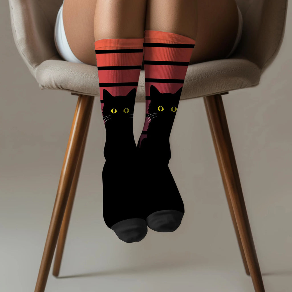 Gothic Black Cat Socks