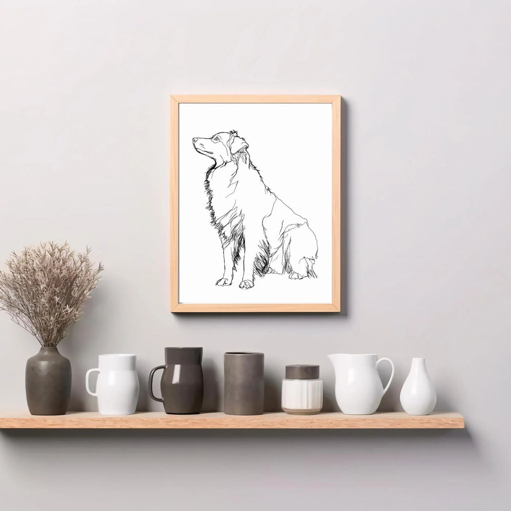 Australian Shepherd Line Art Print