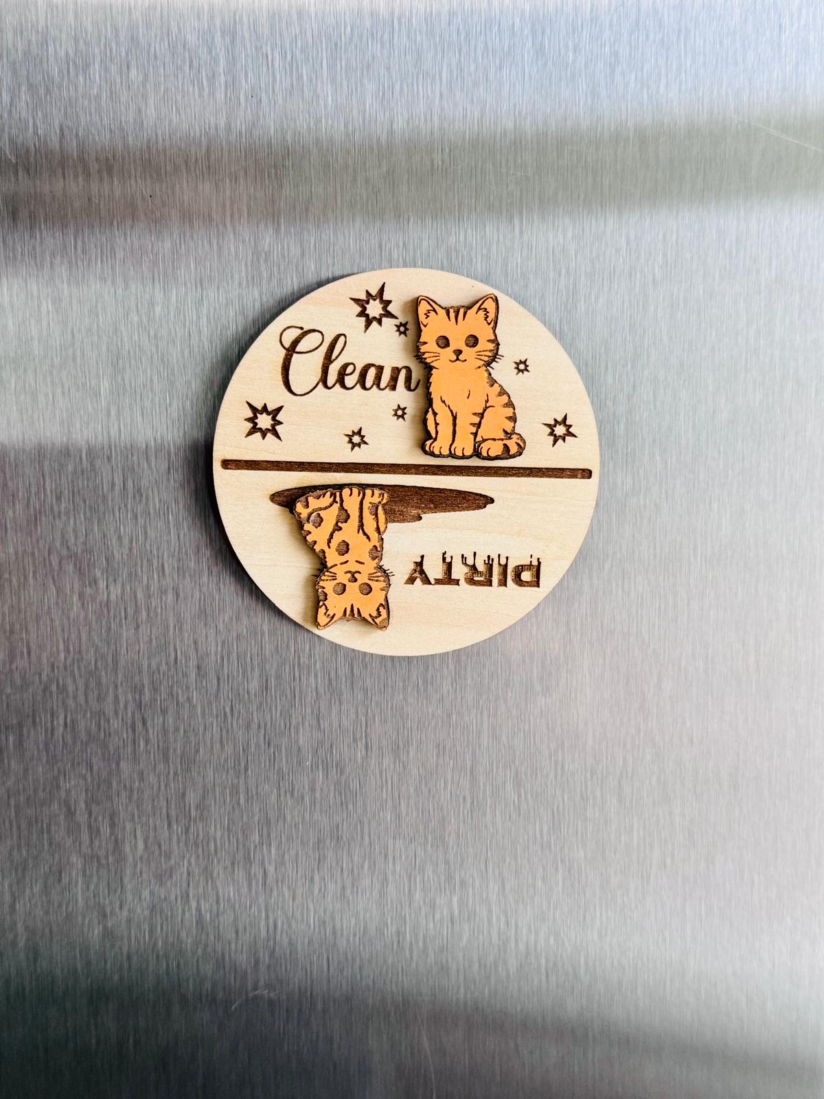 Cat Dishwasher Clean/Dirty Magnet