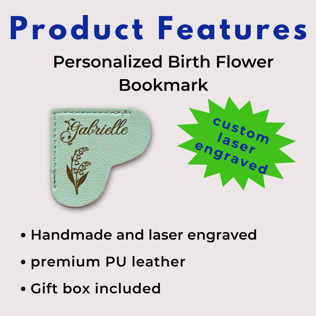 Leather Birth Flower Corner Bookmark
