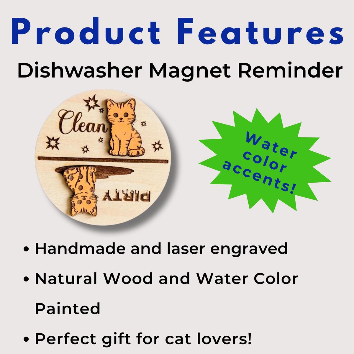 Cat Dishwasher Clean/Dirty Magnet