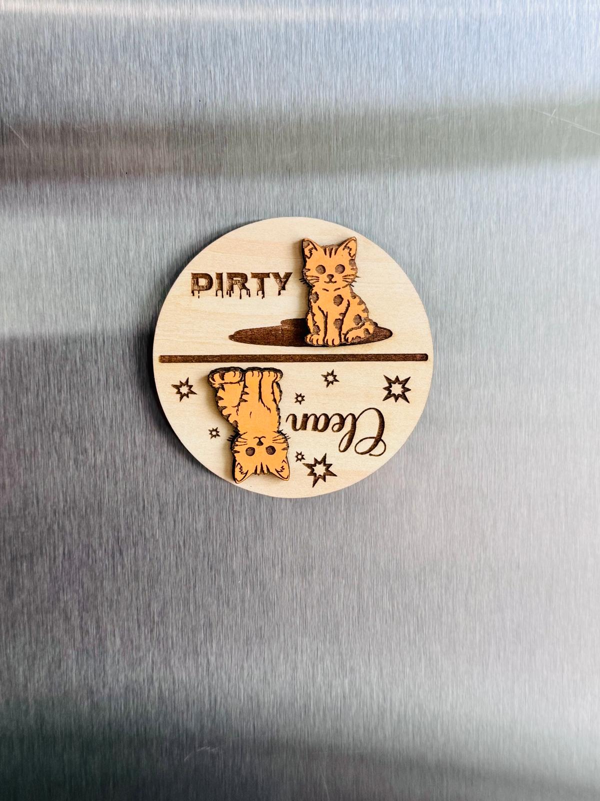 Cat Dishwasher Clean/Dirty Magnet