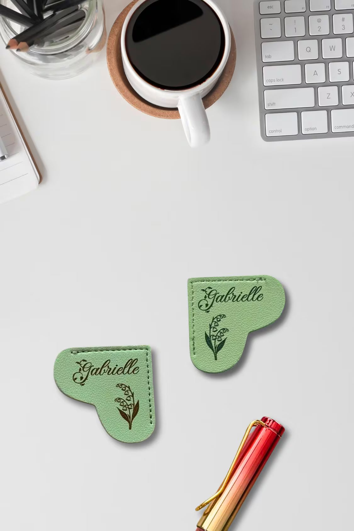 Leather Birth Flower Corner Bookmark