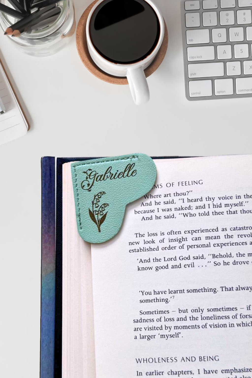 Leather Birth Flower Corner Bookmark