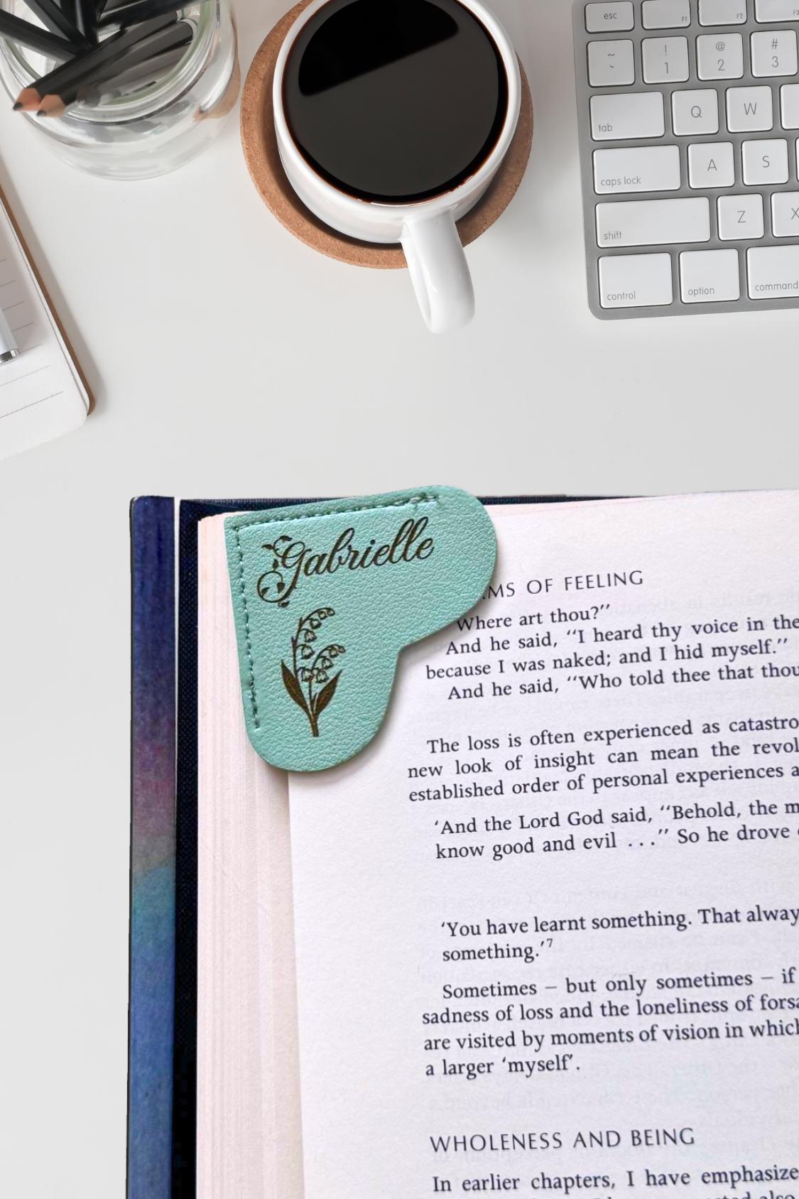 Leather Birth Flower Corner Bookmark