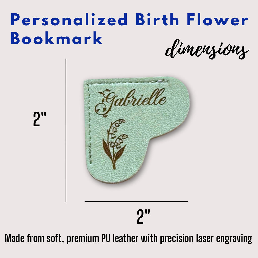 Leather Birth Flower Corner Bookmark