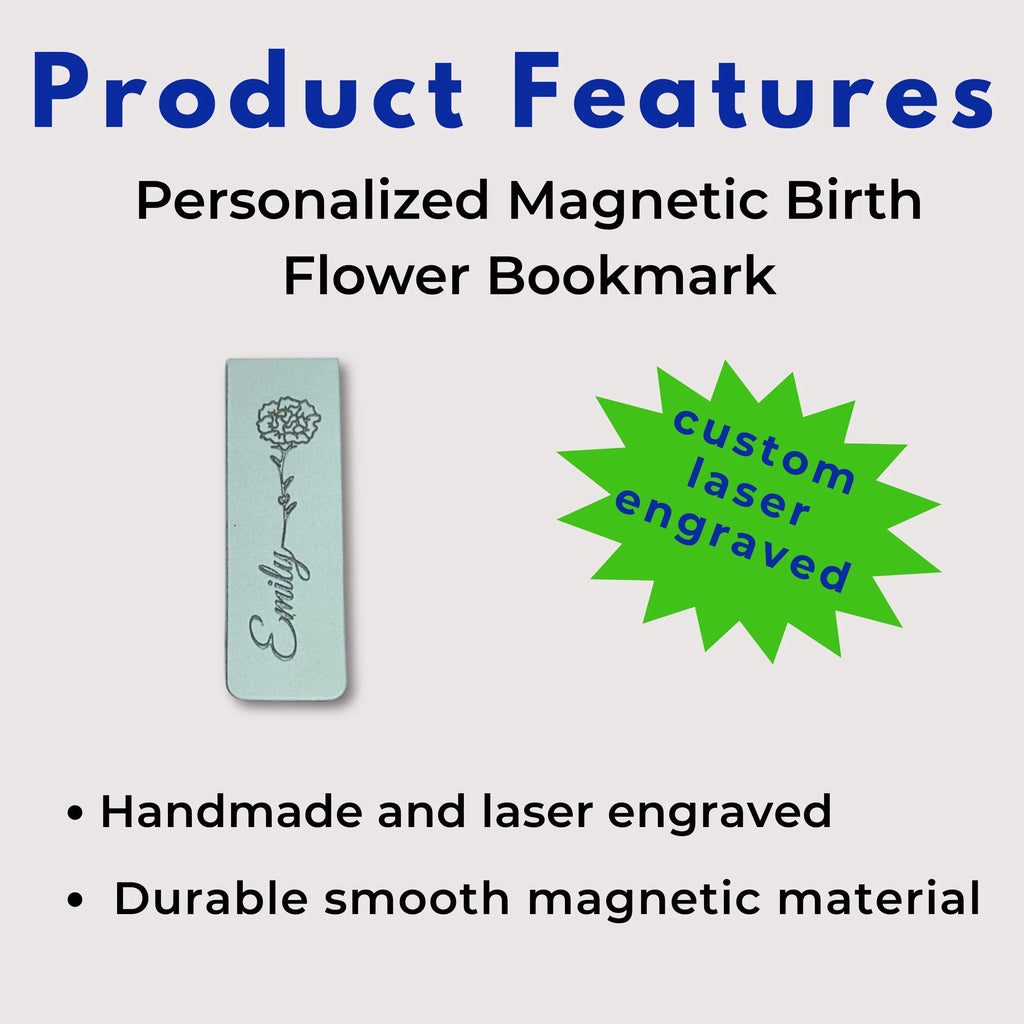 Personalized Birth Flower Magnetic Bookmark
