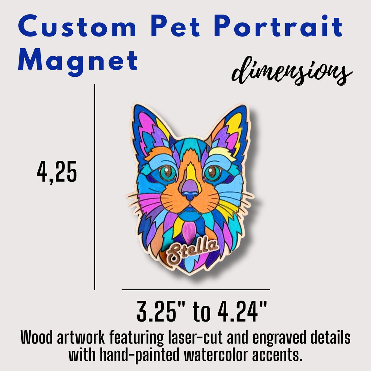 Custom Cat Portrait Photo Magnet