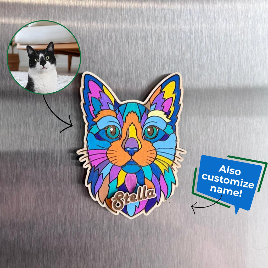 Custom Cat Portrait Photo Magnet