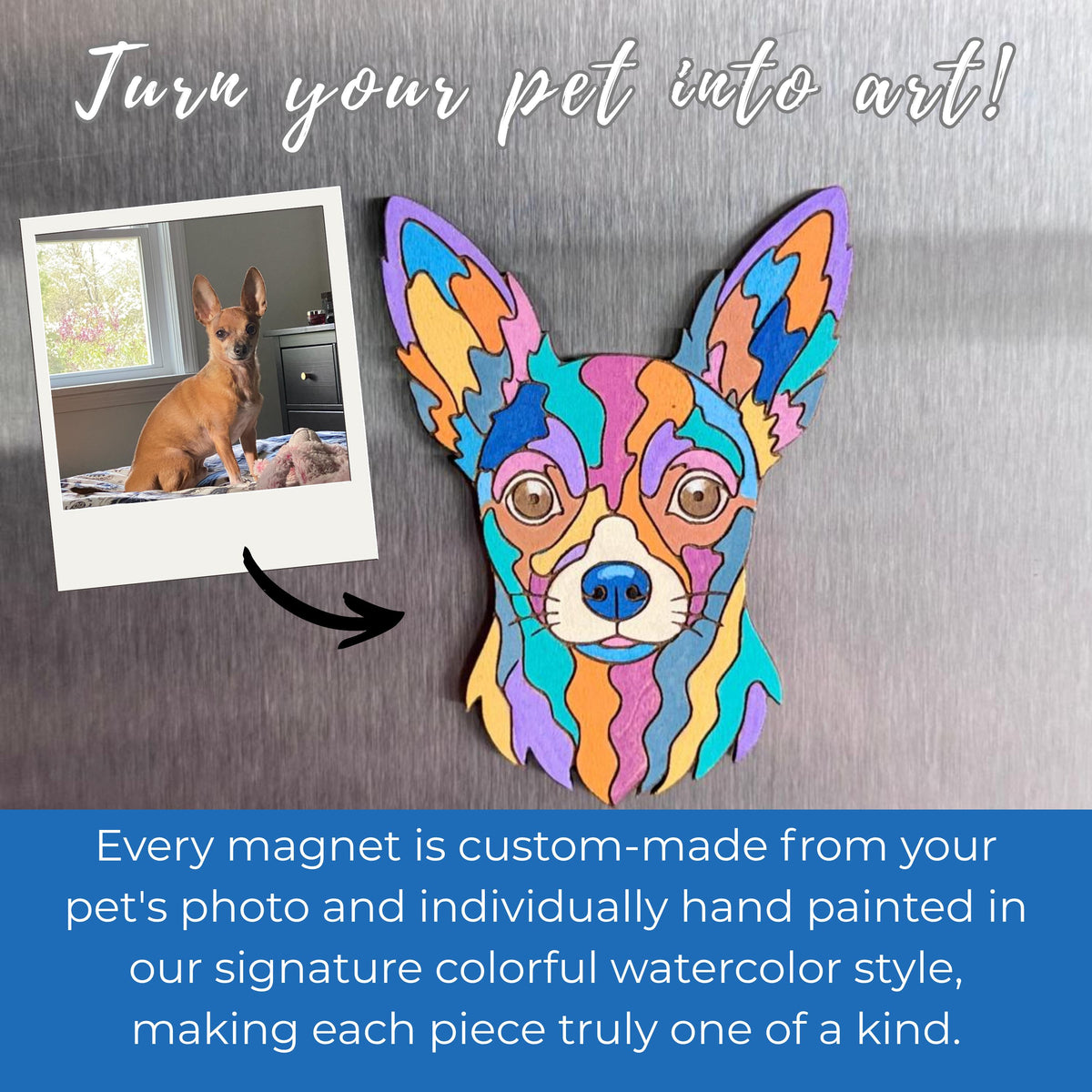 Custom Cat Portrait Photo Magnet