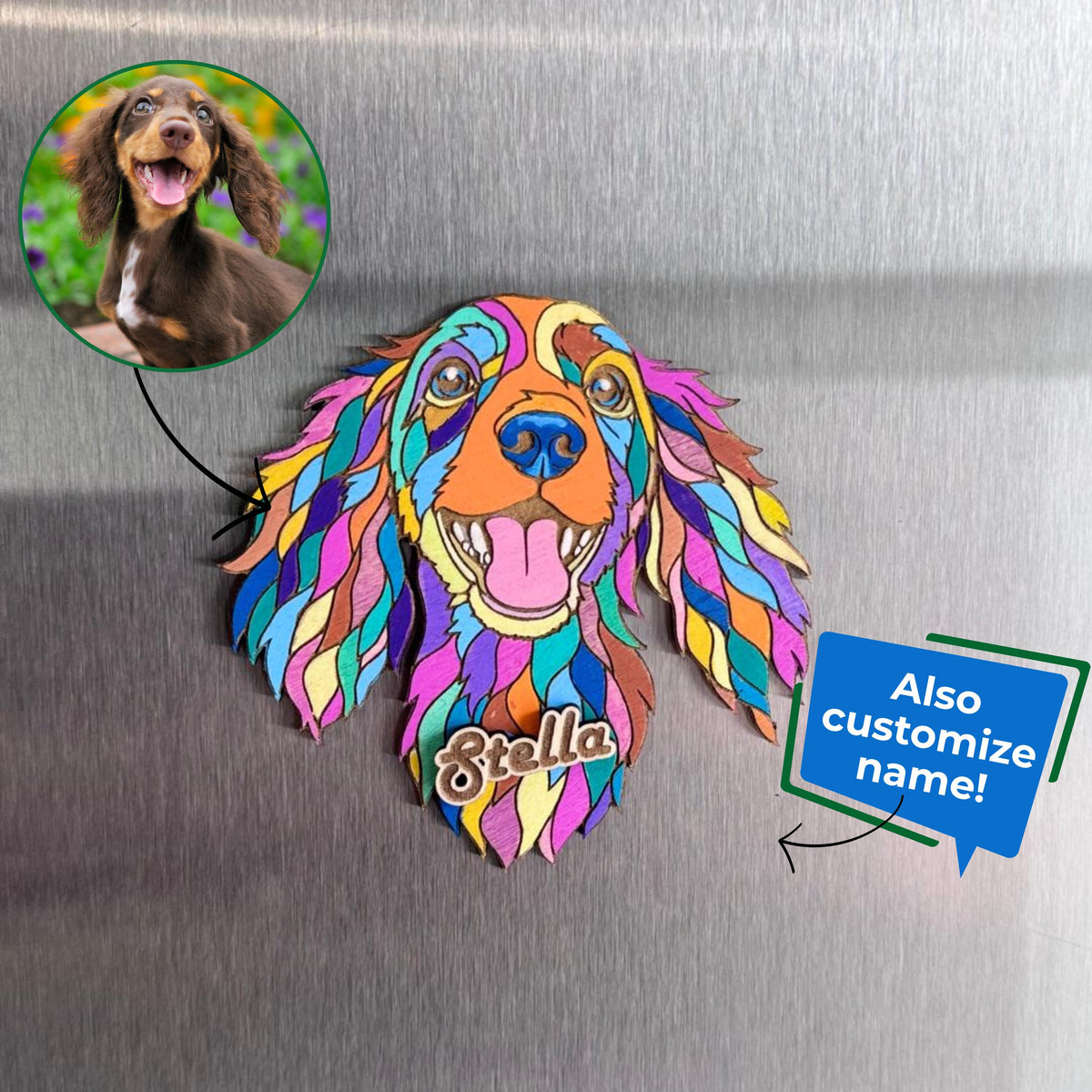 Custom Cat Portrait Photo Magnet