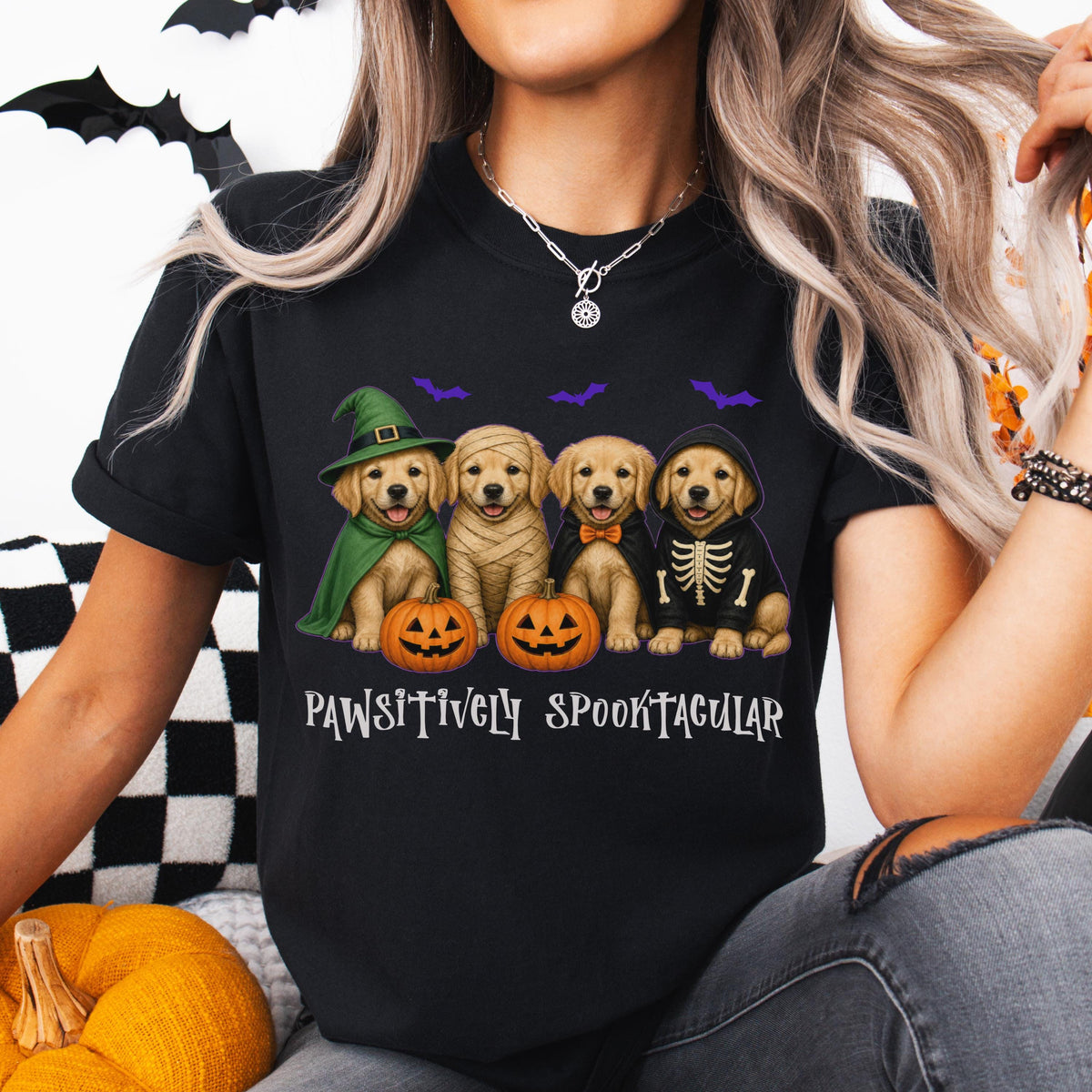 Golden Retriever Halloween Shirt, Comfort Colors Goldie Tee, Dog Mom Gift, Spooky Season Tee